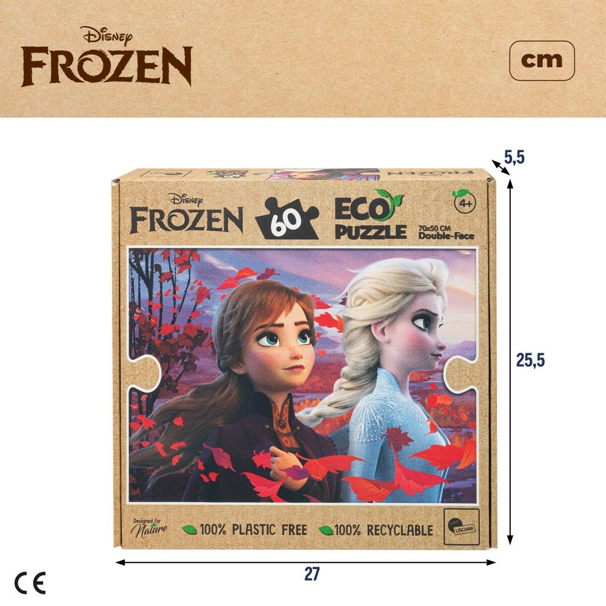 Barnpussel Frozen Dubbelsidig 60 Delar 70 x 1,5 x 50 cm (12 antal) - 2