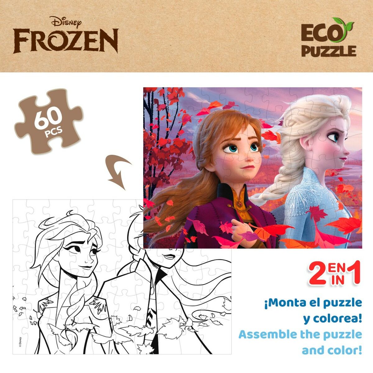 Barnpussel Frozen Dubbelsidig 60 Delar 70 x 1,5 x 50 cm (12 antal) - 6