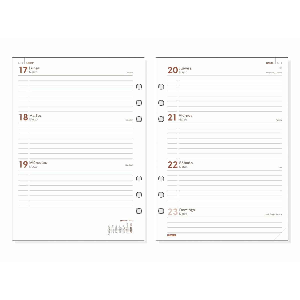 Påfyllning av agenda Finocam R1093 1000 2025 15,5 x 21,5 cm - 2