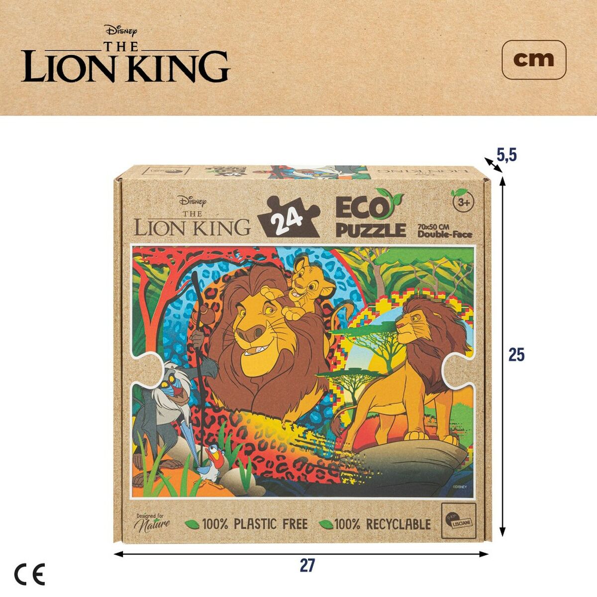 Barnpussel The Lion King Dubbelsidig 24 Delar 70 x 1,5 x 50 cm (12 antal) - 2