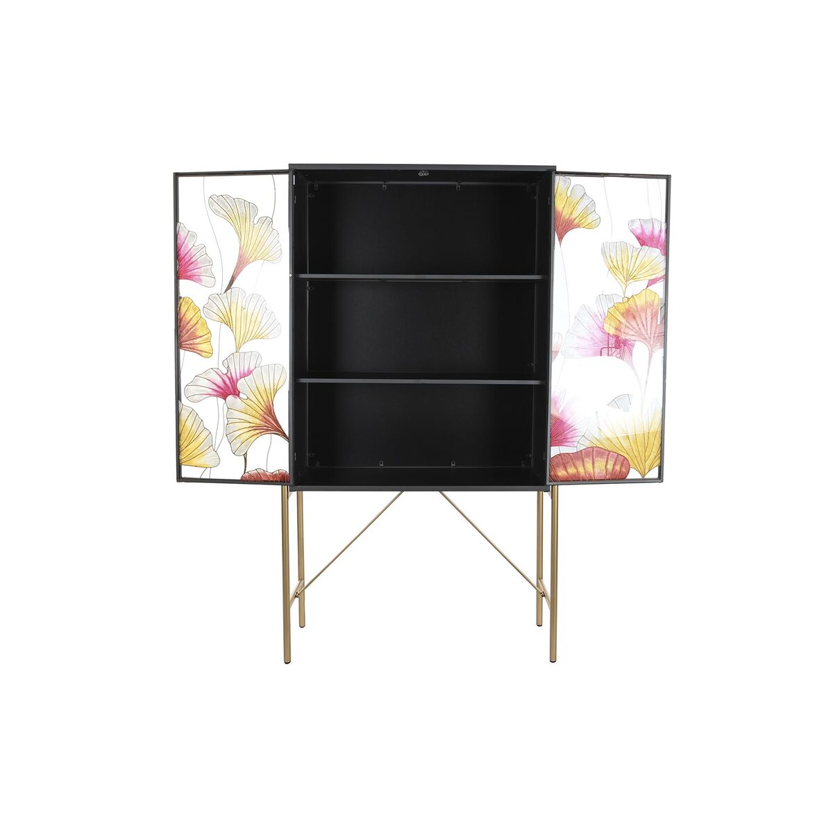 Skänk DKD Home Decor 85 x 35 x 155 cm Glas Svart Rosa Gyllene Metall Gul - 5