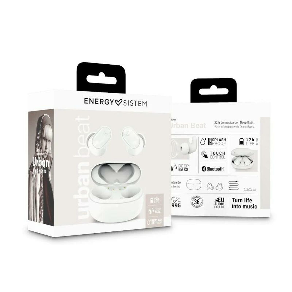 Ear Bluetooth hörlurar Energy Sistem Urban Beat Vit - 4