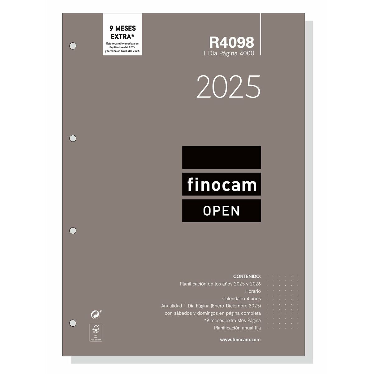 Påfyllning av agenda Finocam OPEN R4098 4000 A4 2025 21 x 29,7 cm - 2