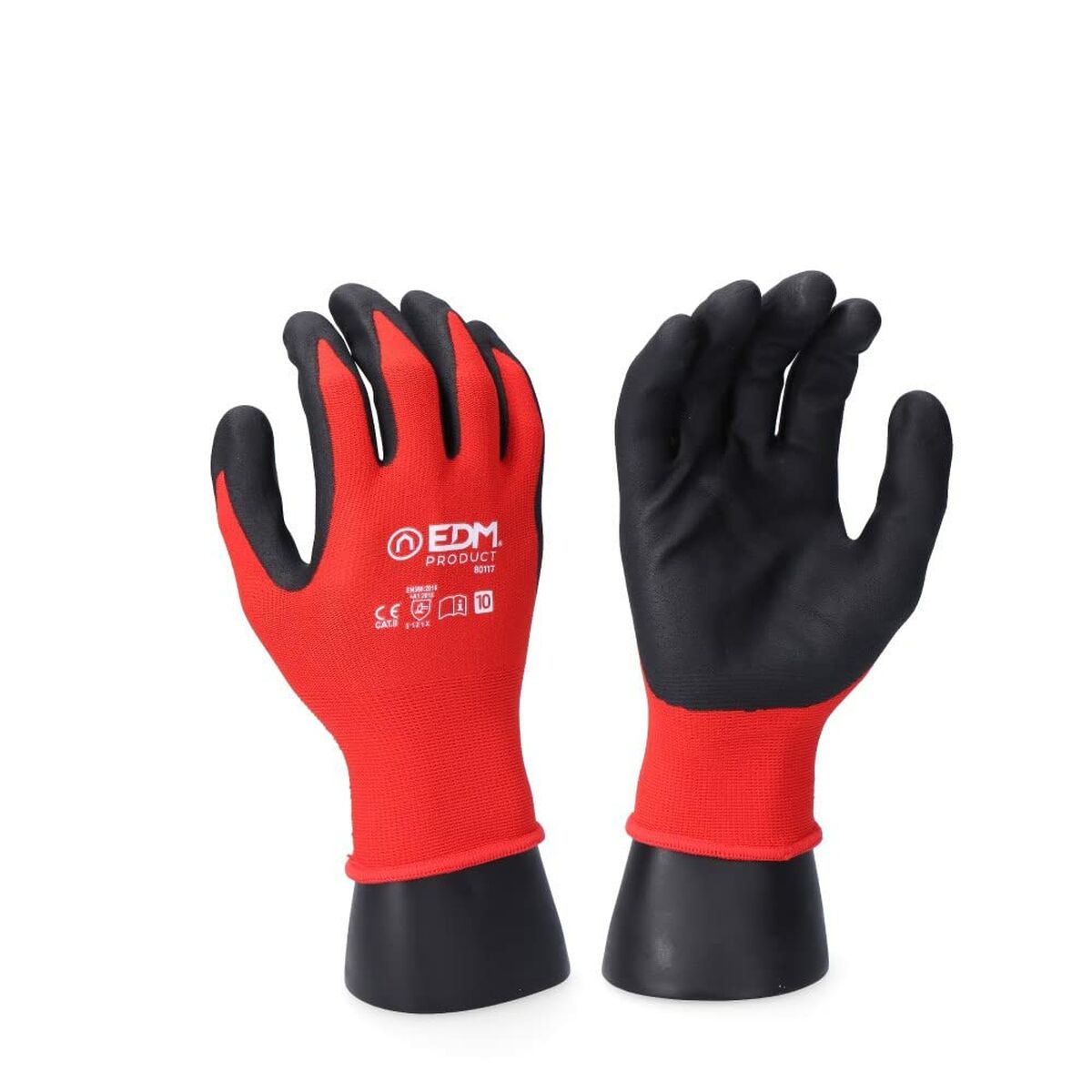 Arbetshandskar EDM Röd Lykra Nitril Pekskärm Industriell - 2