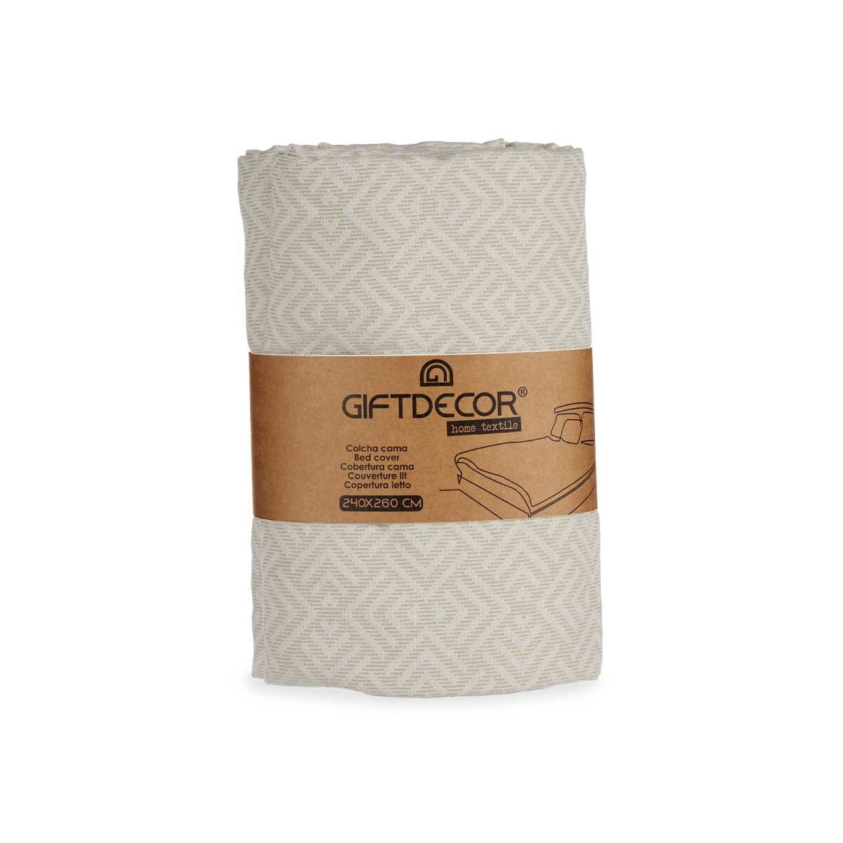 Sängöverdrag 240 x 260 cm Geometrisk Beige (4 antal) - 7
