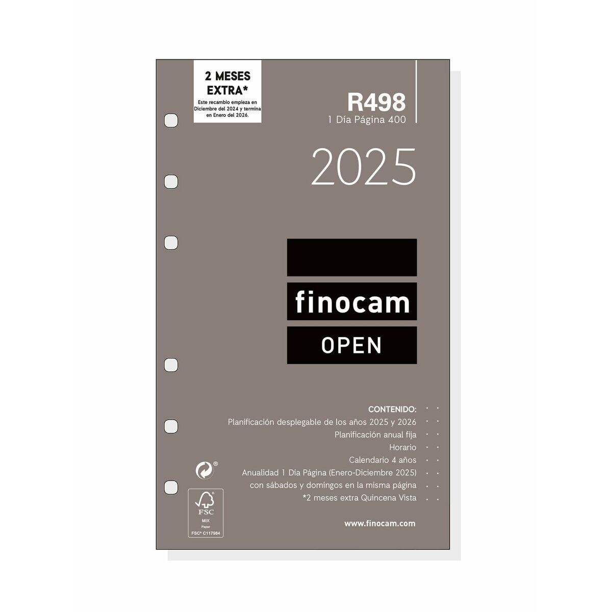 Påfyllning av agenda Finocam OPEN R498 400 2025 9,1 x 15,2 cm - 2