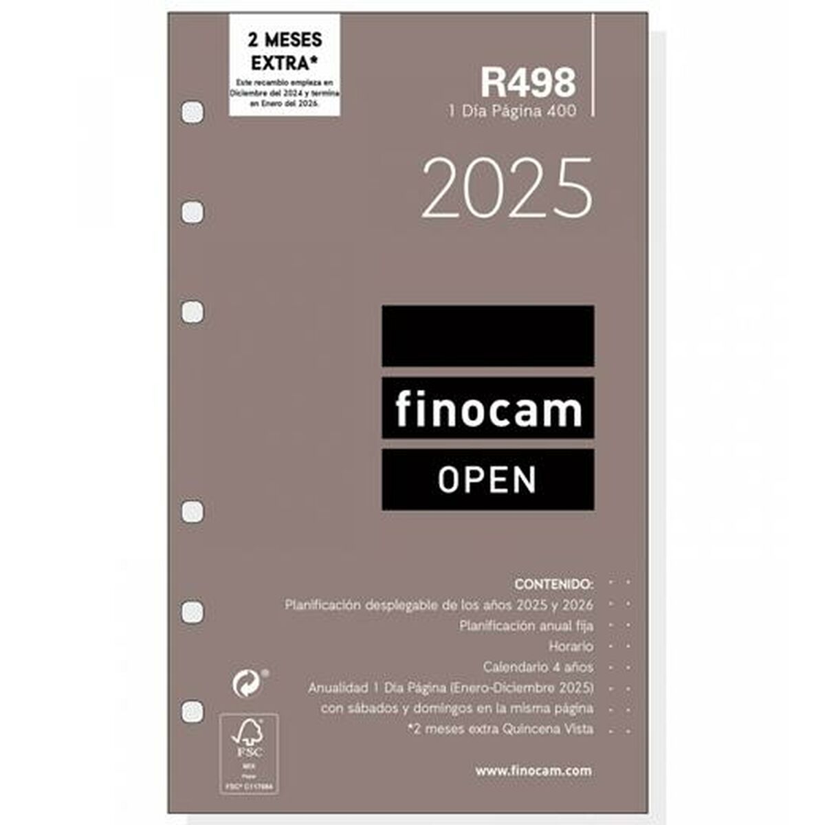Påfyllning av agenda Finocam OPEN R498 400 2025 9,1 x 15,2 cm