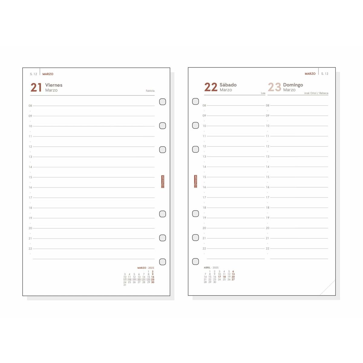 Påfyllning av agenda Finocam OPEN R598 500 2025 11,7 x 18,1 cm - 2