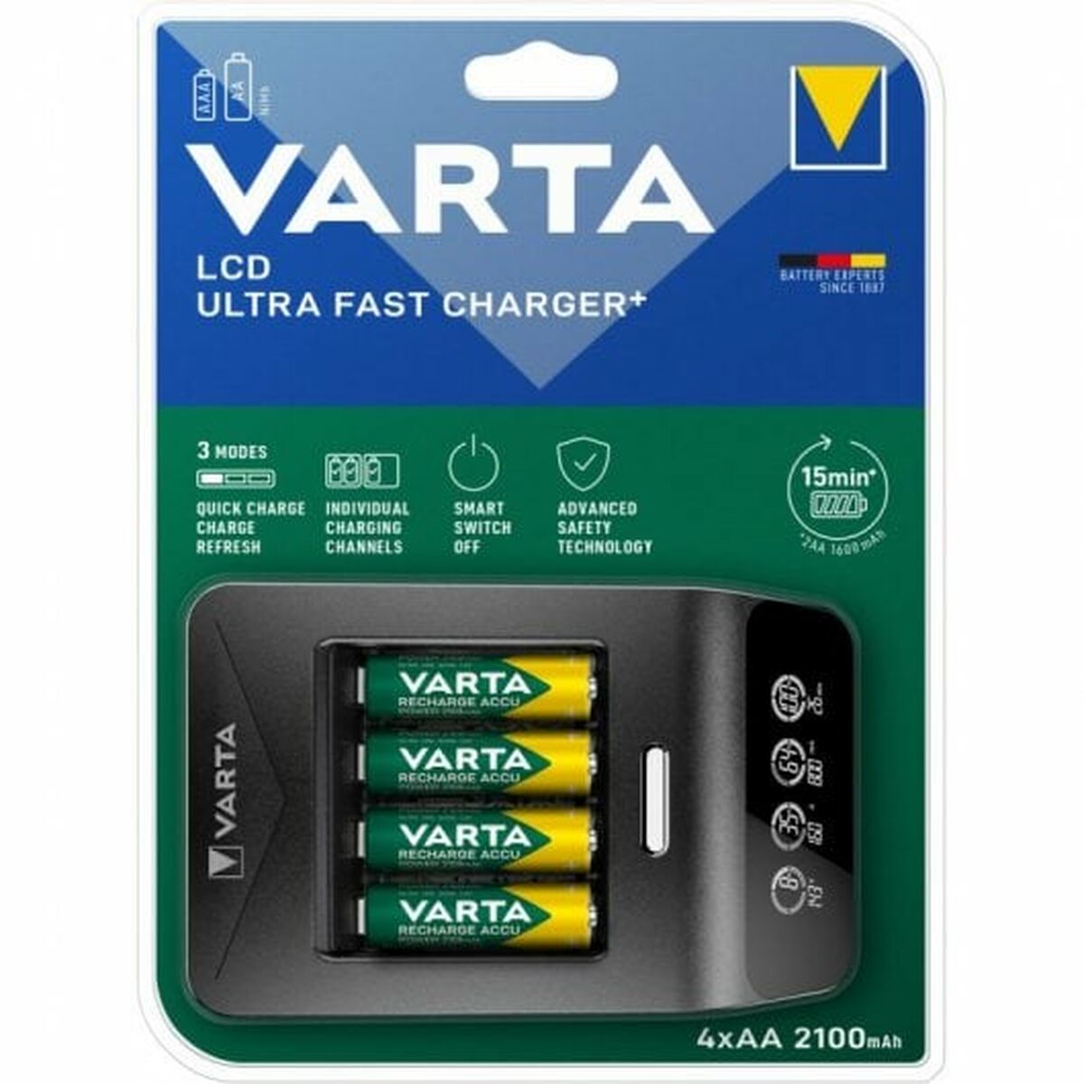 Laddare + Laddningsbara Batterier Varta 57685 101 441 - 4