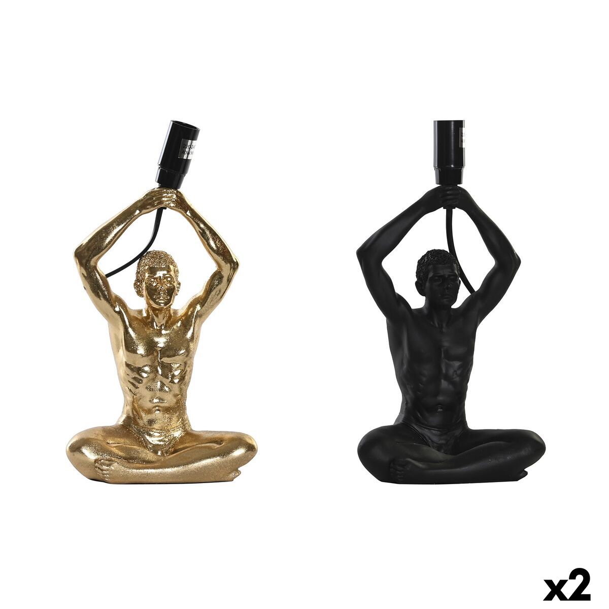 Bordslampa DKD Home Decor 25W Svart Gyllene Män 220 V Modern (16 x 10,5 x 25 cm) (2 antal) - 3