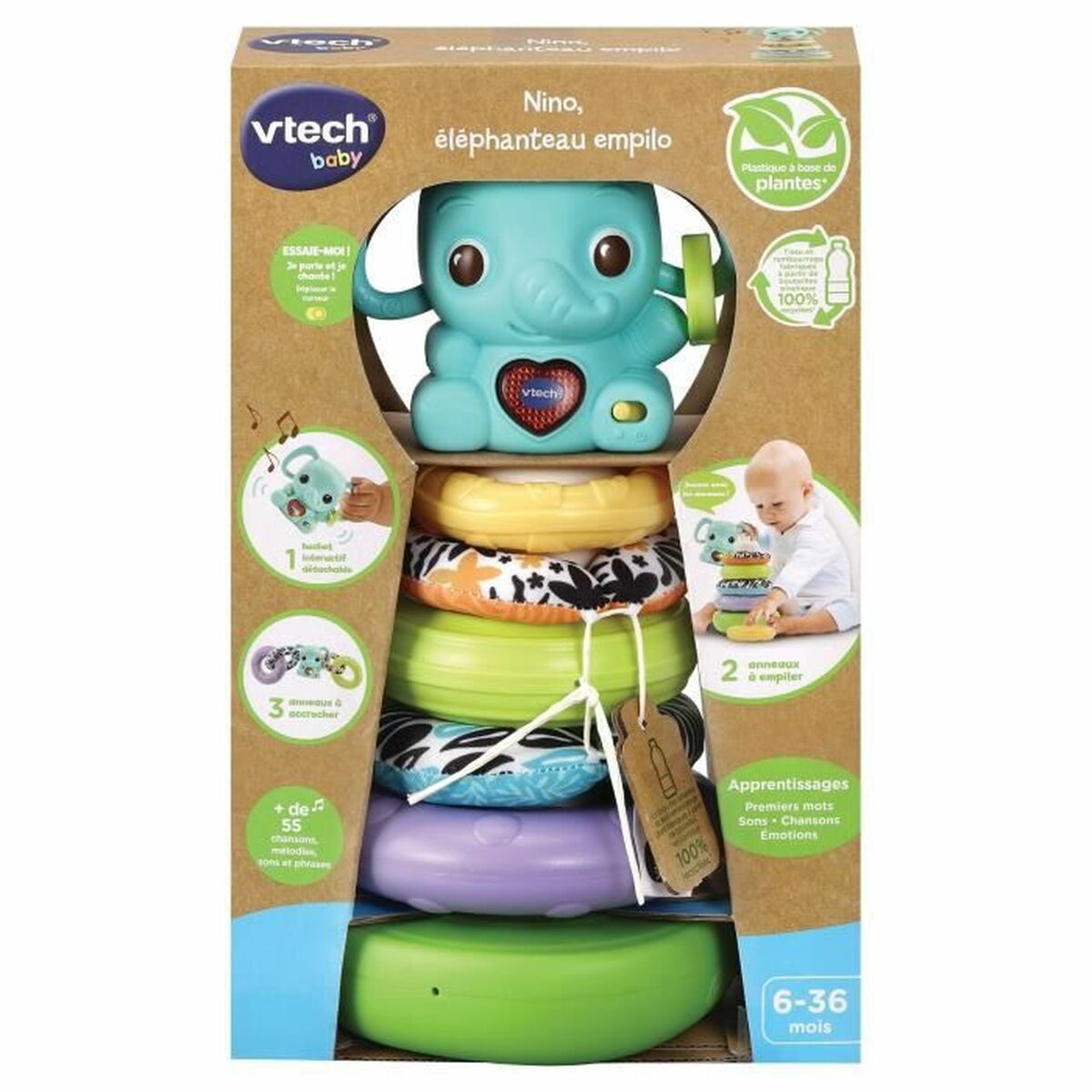 Hundleksak Vtech Baby NINO, ÉLÉPHANTEAU EMPILO 3 EN 1 - 2