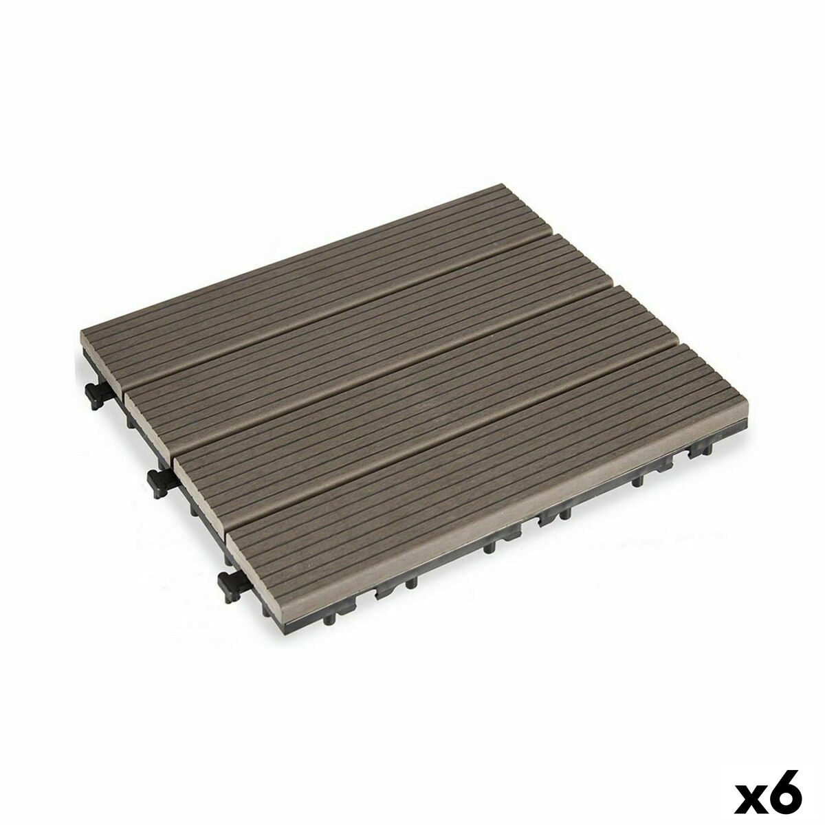 Interlocking golvplattor Ibergarden Svart Trä Polyetylen Komposit 30 x 2,6 x 30 cm (6 antal)