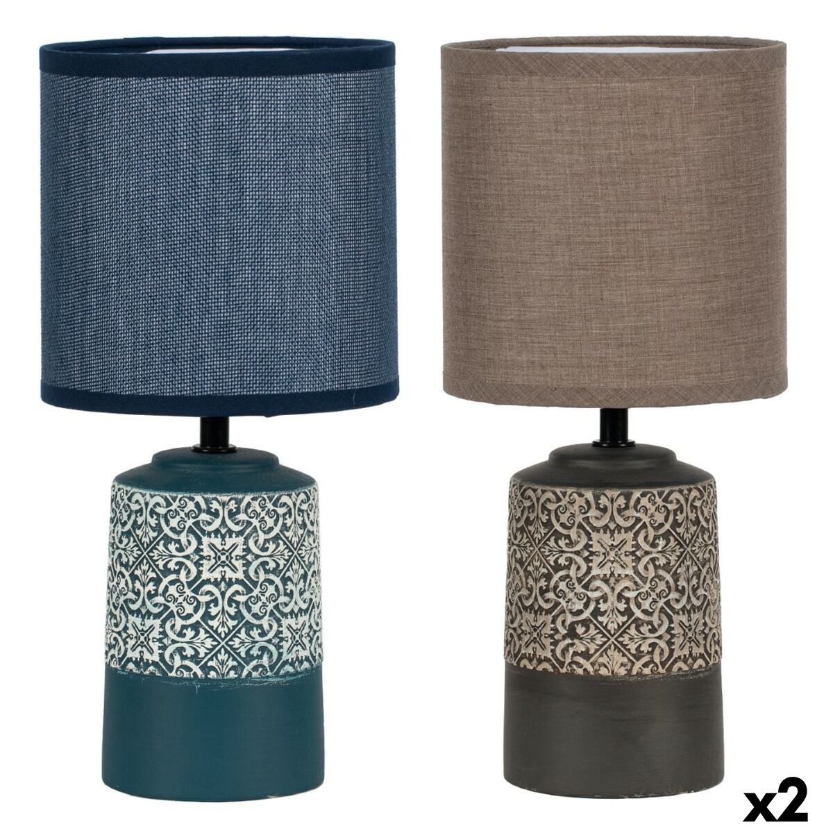 Bordslampa DKD Home Decor Keramik Stengods 50 W (15 x 15 x 32 cm) (2 antal) - 3