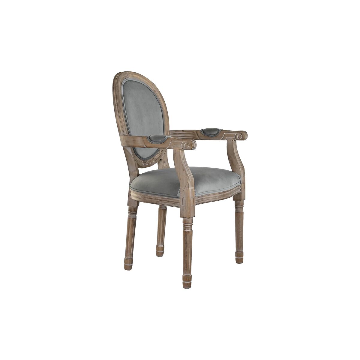 Fåtölj DKD Home Decor Grå Polyester Trä Plast (Renoverade A) - 5