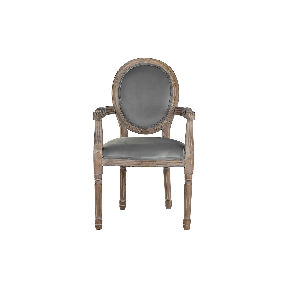 Fåtölj DKD Home Decor Grå Polyester Trä Plast (Renoverade A) - 3