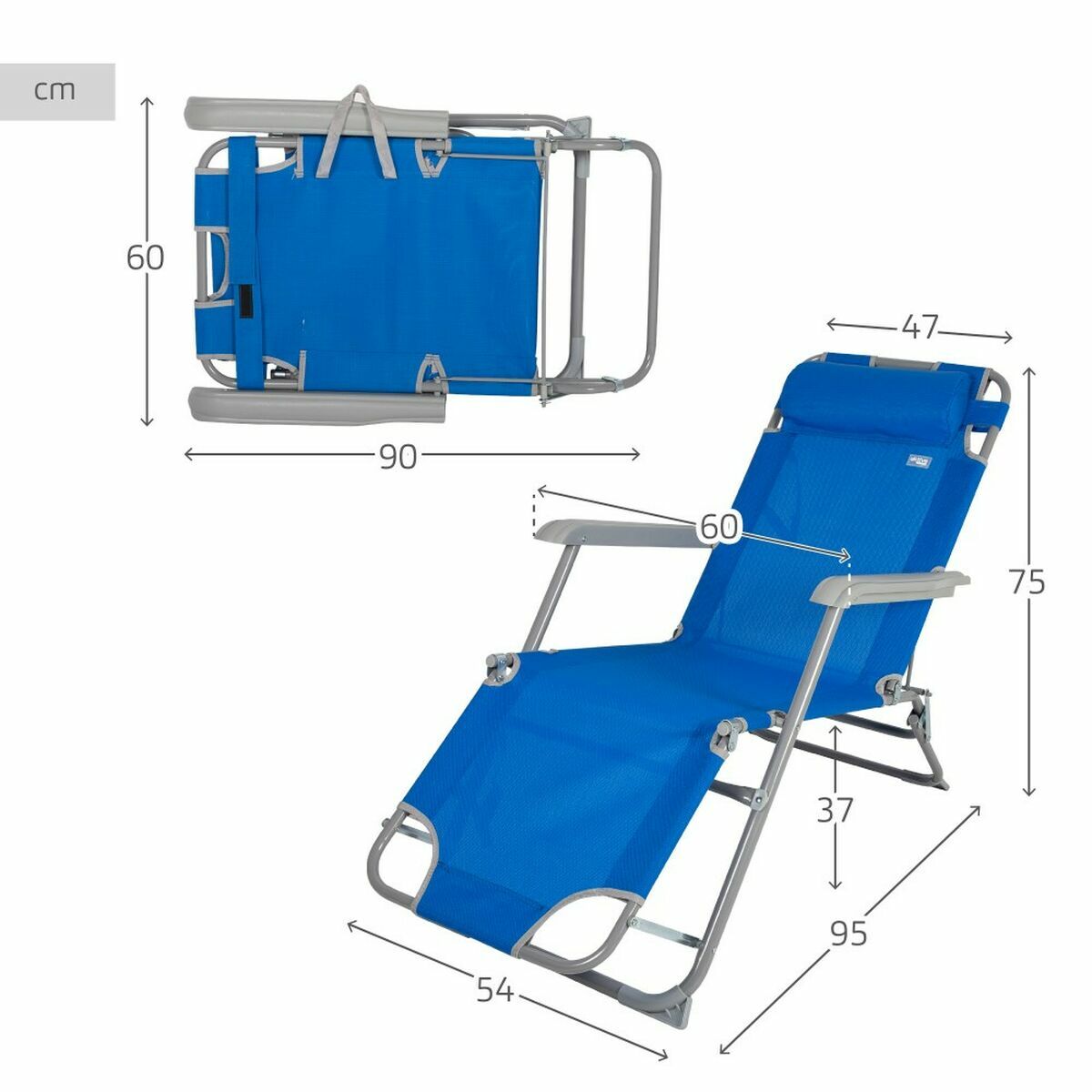 Lutbar vilstol Colorbaby Blå Stål Edények (Renoverade B) - 7