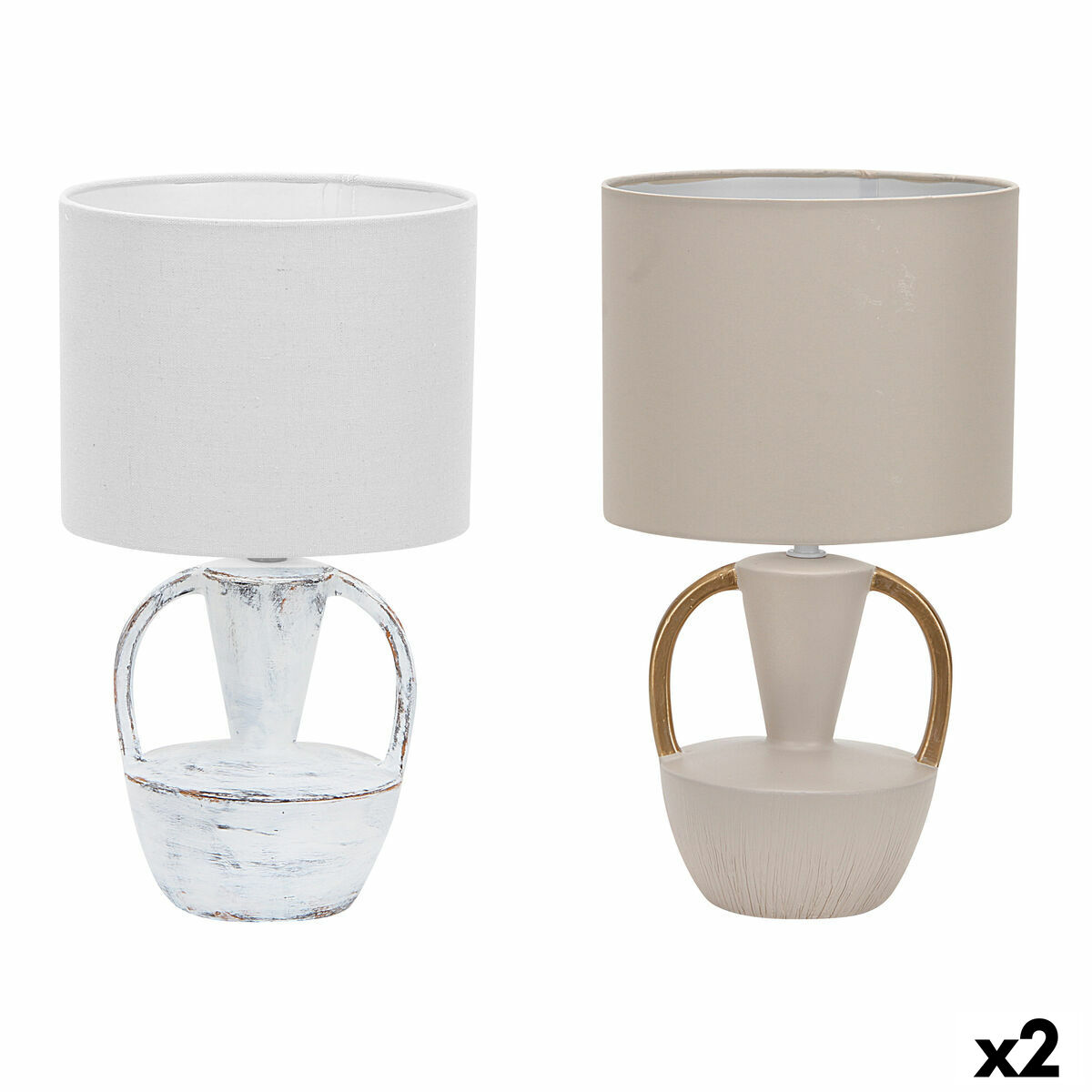 Bordslampa DKD Home Decor Keramik Polyester 50 W (20 x 20 x 35 cm) (2 antal) - 2
