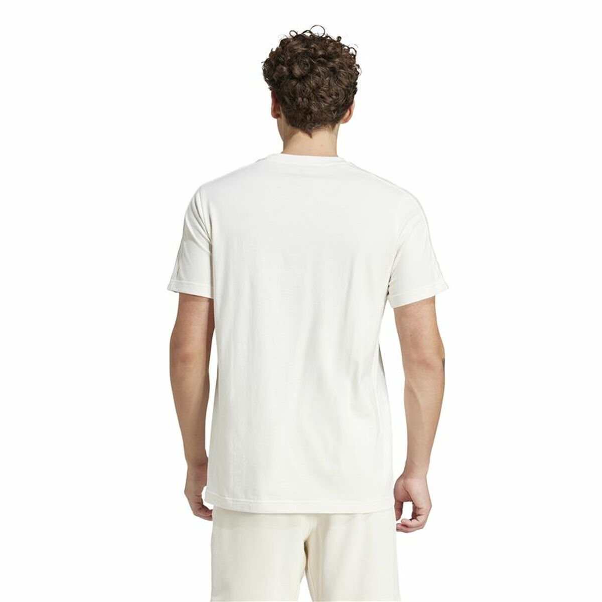T-shirt med kortärm Herr Adidas Essentials 3 Bandas Vit L - 3