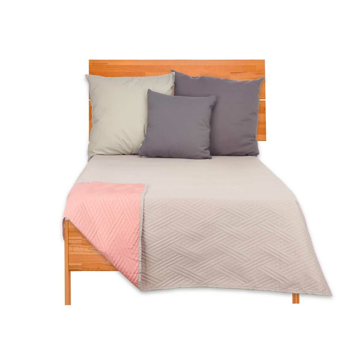 Vändbart överkast 240 x 260 cm Grå Rosa (6 antal) - 4