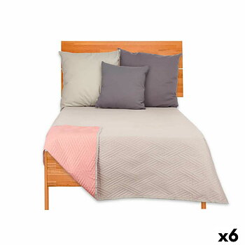 Vändbart överkast 240 x 260 cm Grå Rosa (6 antal)