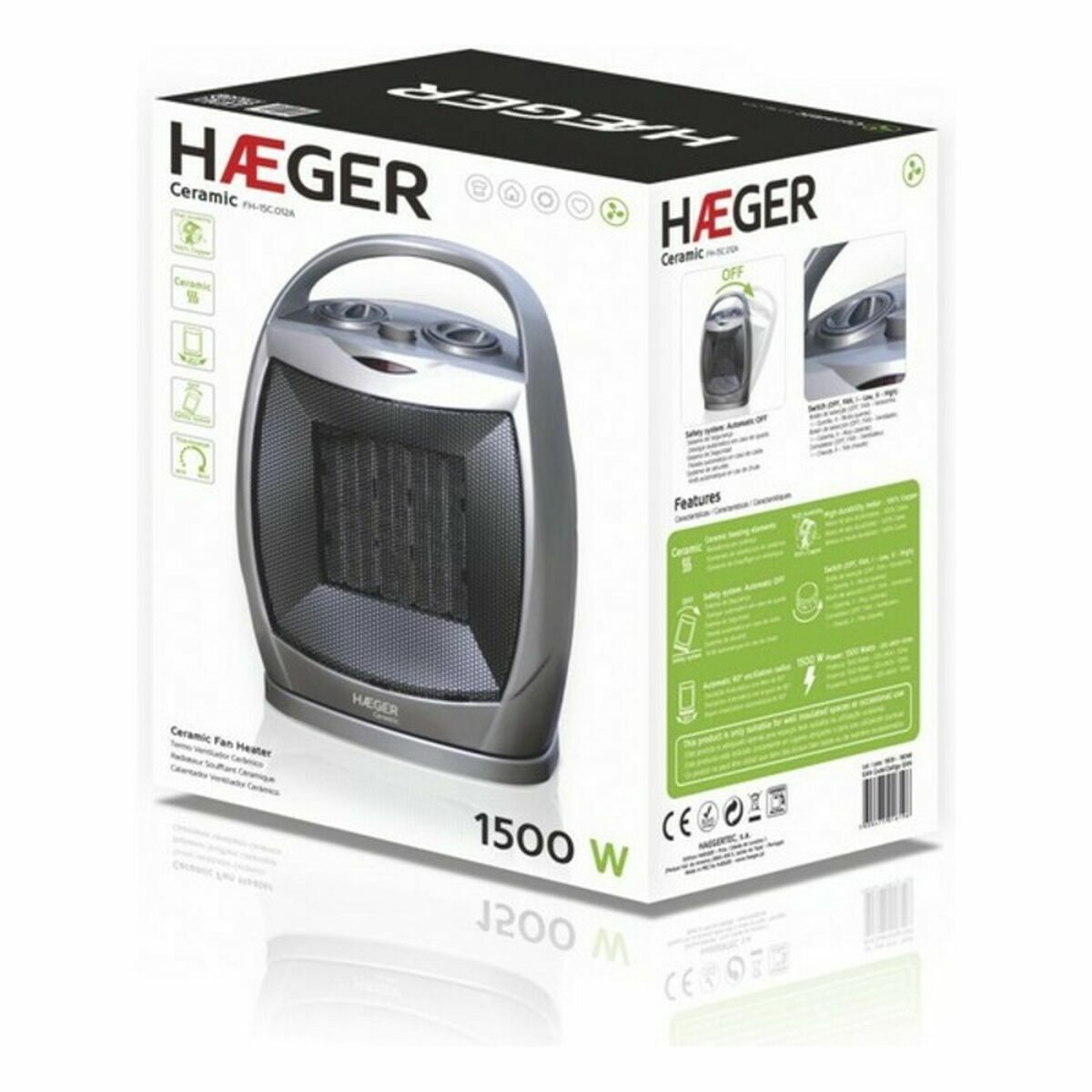 Elektriskt keramiskt värmeelement Haeger FH-15C.012A 1500 W Multicolour - 4
