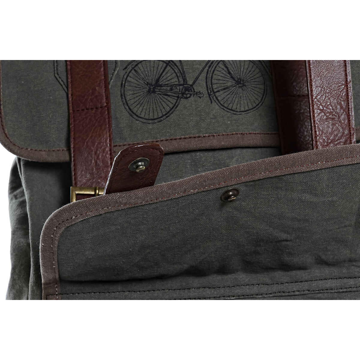 Ryggsäck Casual DKD Home Decor Canvas Cykel Grå Brun (33 x 12 x 47 cm) - 9