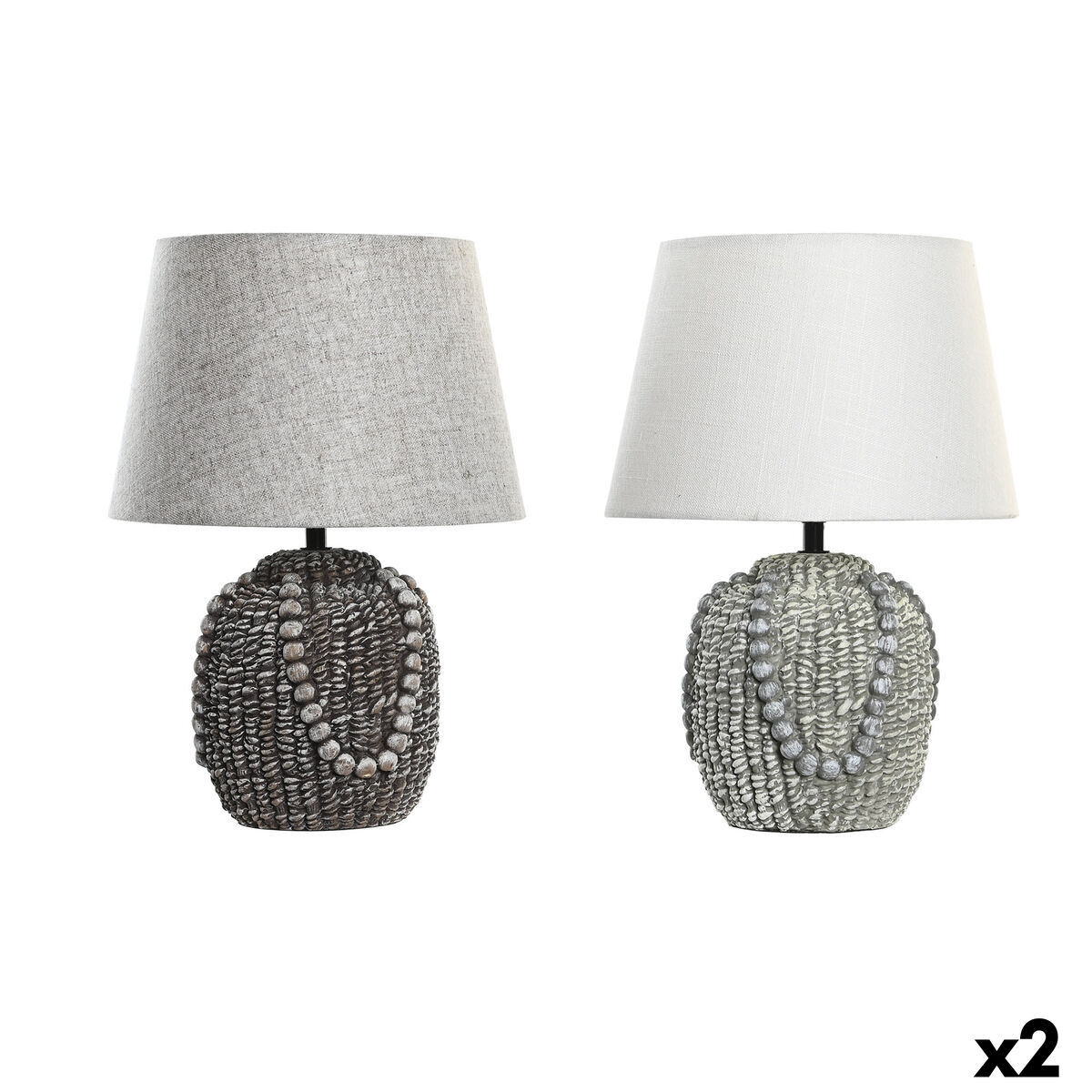 Bordslampa DKD Home Decor Svart Tyg Polyester Grön Stengods 220 V 50 W (24 x 24 x 34 cm) (2 antal) - 4