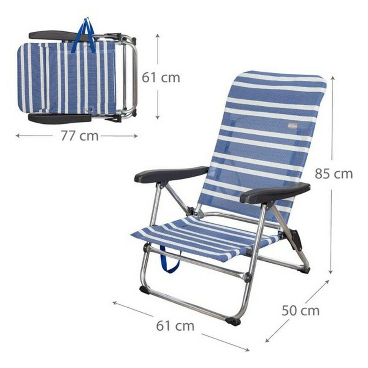 Strandstol Aktive Blå/Vit Aluminium (61 x 50 x 85 cm) (Renoverade B) - 3