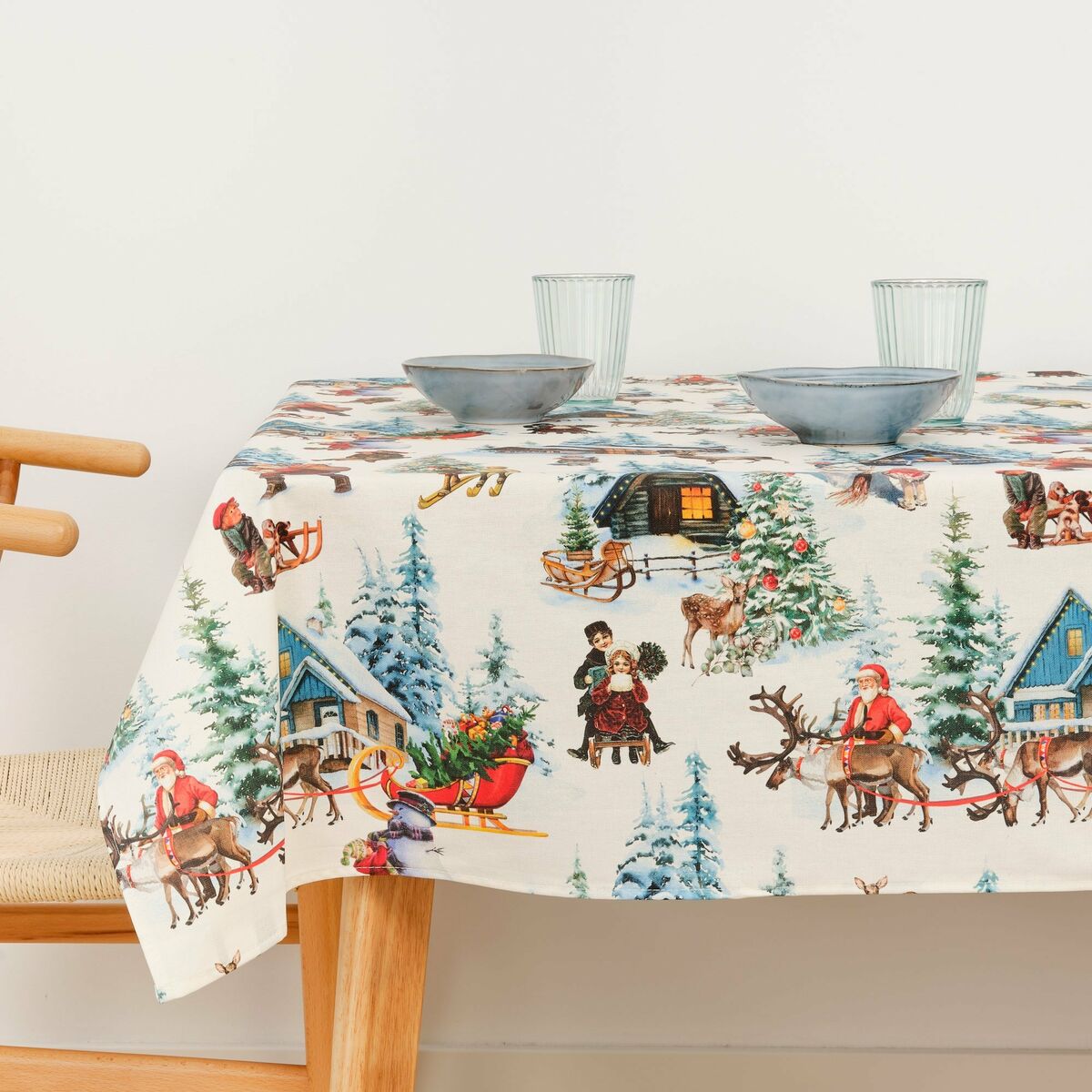 Fläckresistent bordsduk i harts Belum  Christmas Landscape Multicolour 150 x 150 cm
