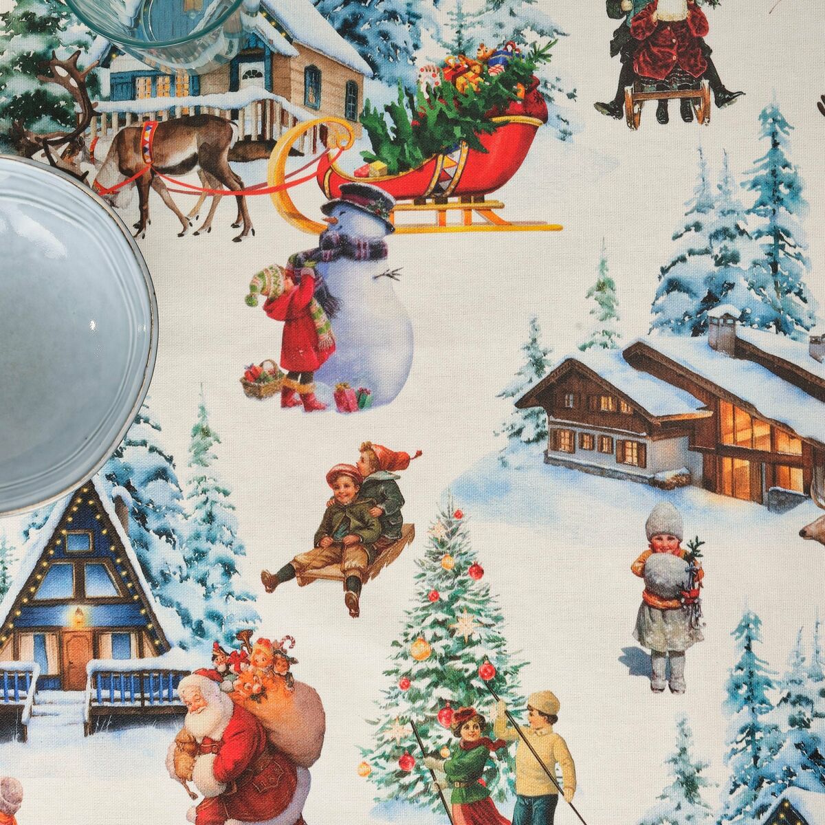 Fläckresistent bordsduk i harts Belum  Christmas Landscape Multicolour 150 x 150 cm - 3