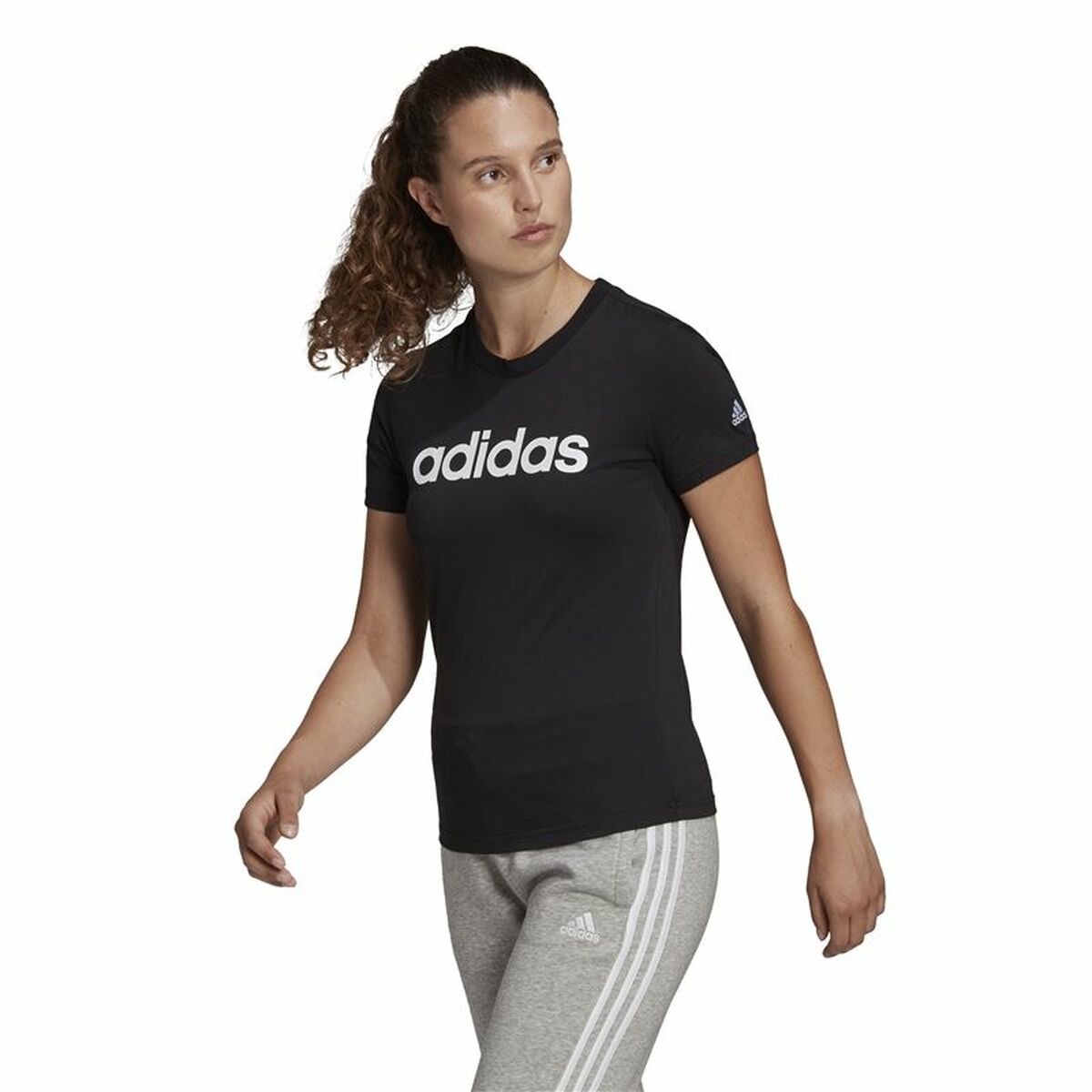 T-shirt med kortärm Dam Adidas Lin T Svart (XS) - 2