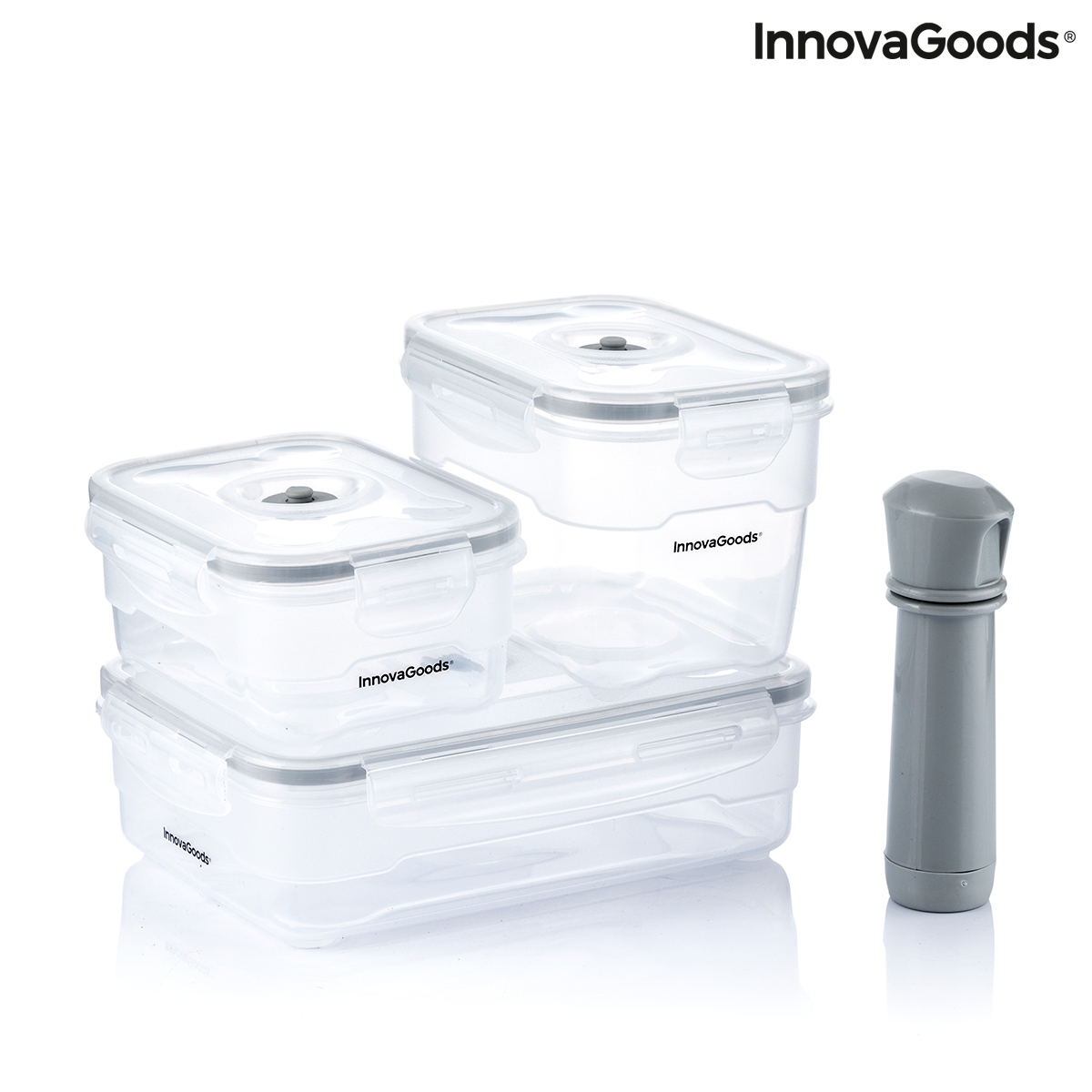 Set med 3 behållare för vakuumförvaring med manuell pump Vacse InnovaGoods - 3