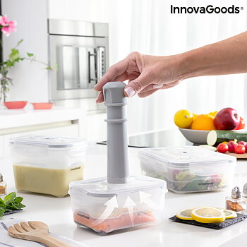 Set med 3 behållare för vakuumförvaring med manuell pump Vacse InnovaGoods