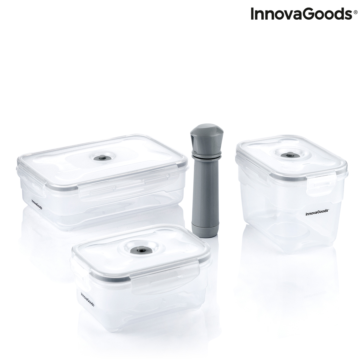 Set med 3 behållare för vakuumförvaring med manuell pump Vacse InnovaGoods - 4