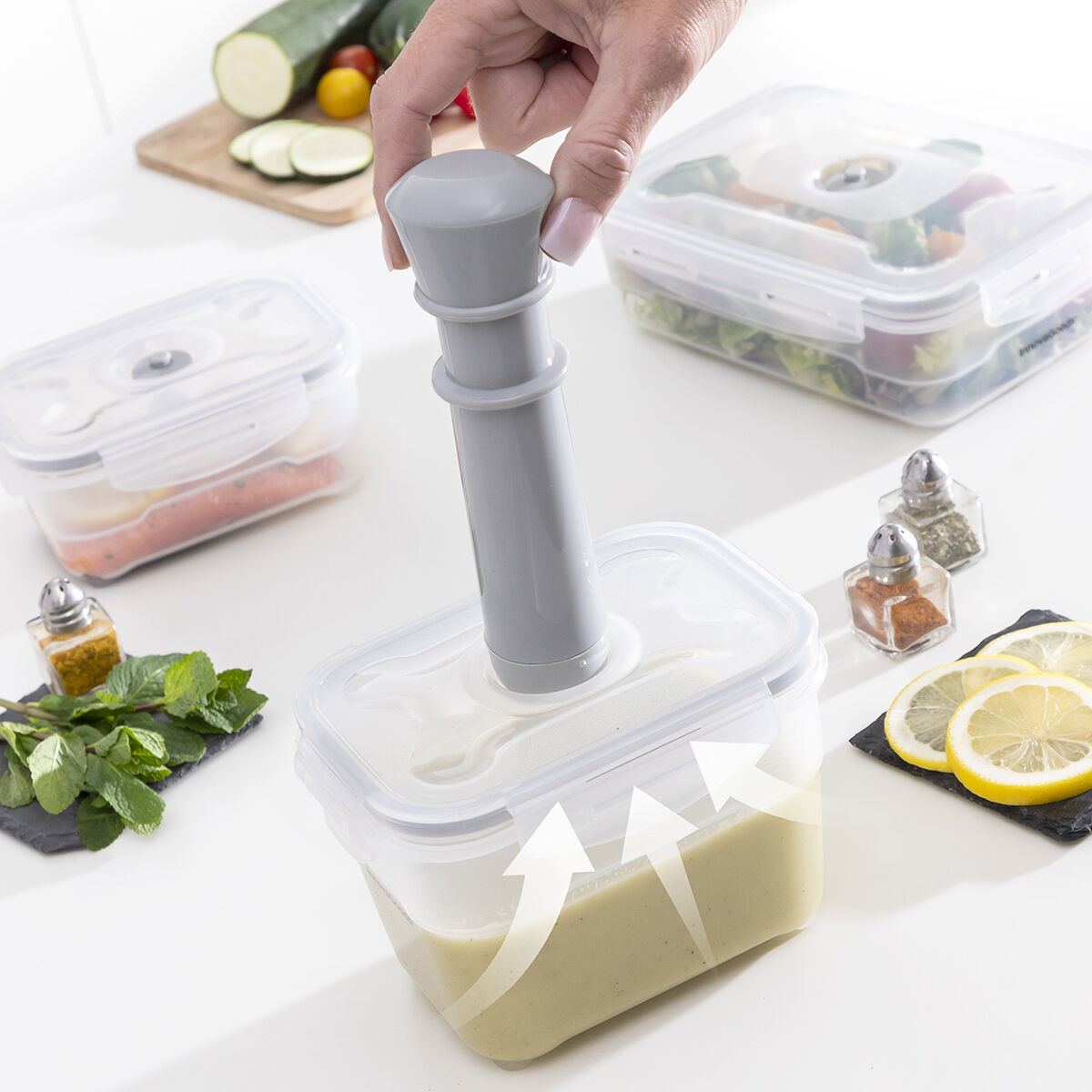 Set med 3 behållare för vakuumförvaring med manuell pump Vacse InnovaGoods - 23