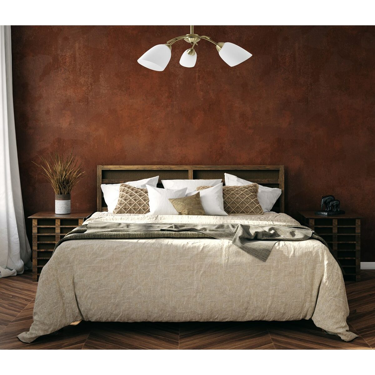 Taklampa Activejet NIKITA 3P Patyna Vit Metall Glas 120 W - 3