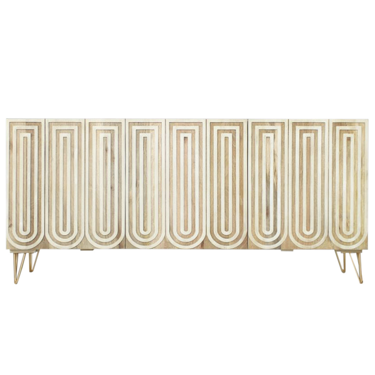 Skänk DKD Home Decor 160 x 38 x 75 cm Gyllene Trä Vit Ljusbrun - 11