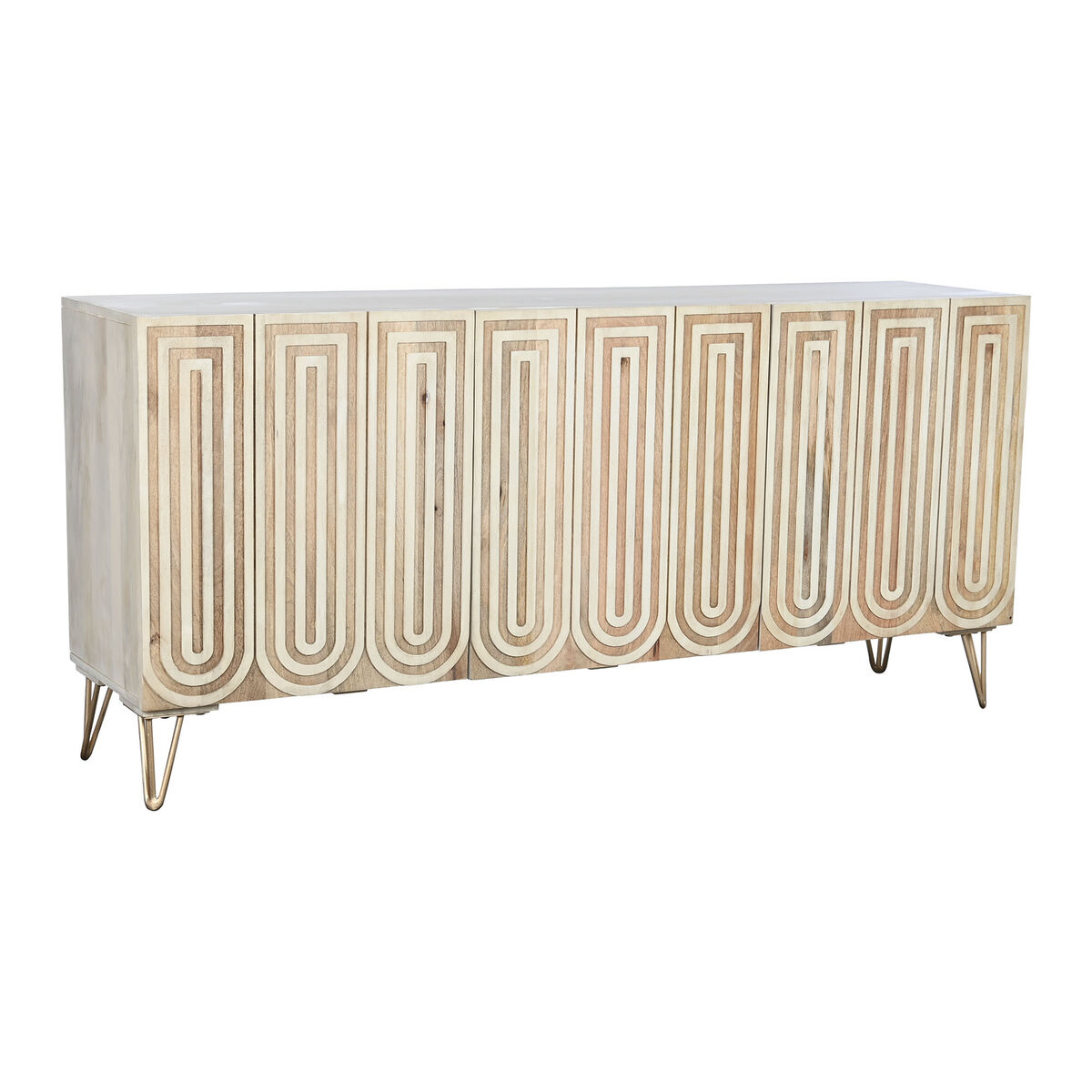 Skänk DKD Home Decor 160 x 38 x 75 cm Gyllene Trä Vit Ljusbrun