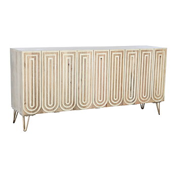 Skänk DKD Home Decor 160 x 38 x 75 cm Gyllene Trä Vit Ljusbrun