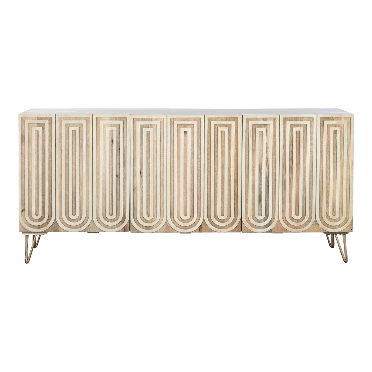 Skänk DKD Home Decor 160 x 38 x 75 cm Gyllene Trä Vit Ljusbrun - 6