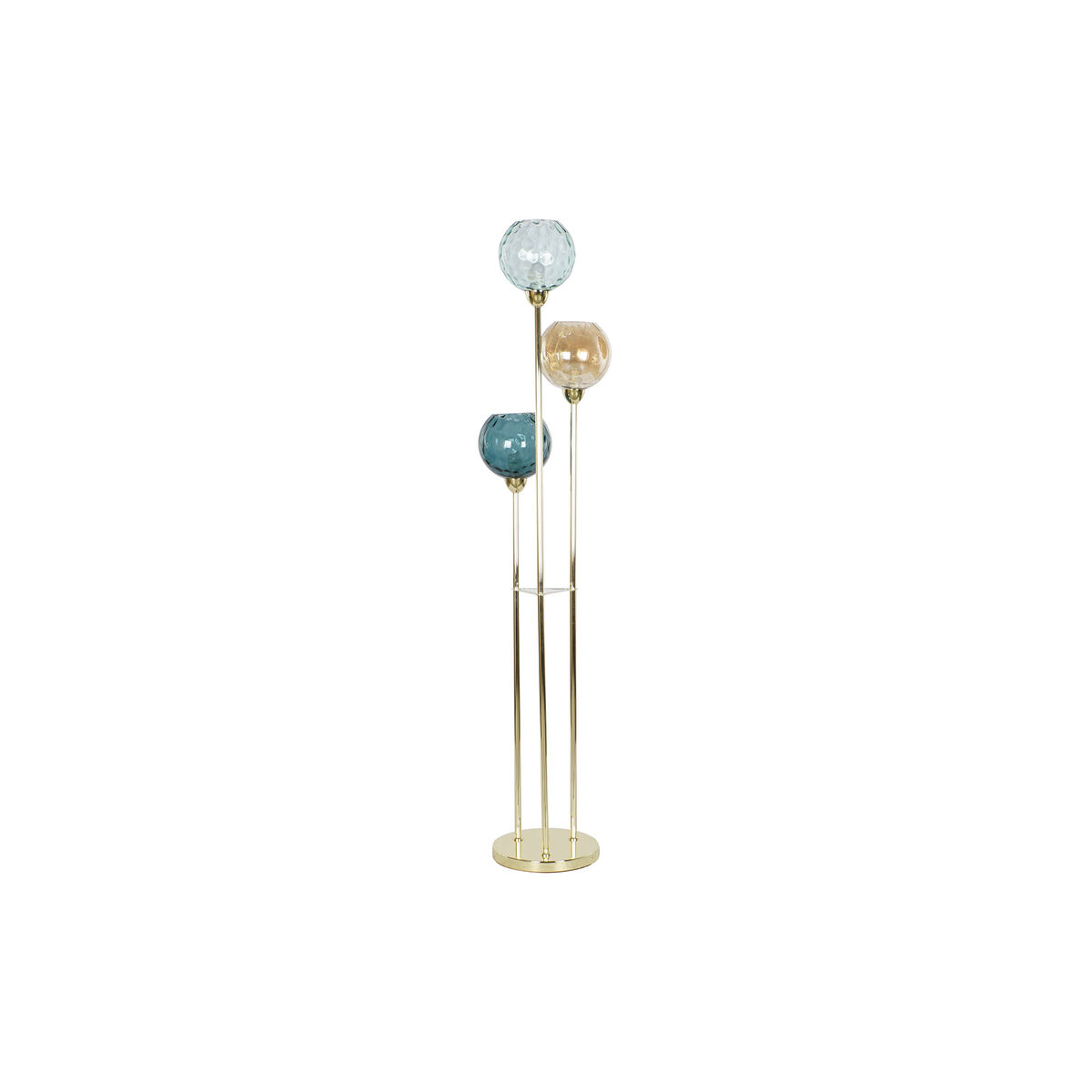 Golvlampa DKD Home Decor Multicolour Gyllene Metall Glas 50 W 220 V 45 x 45 x 160 cm