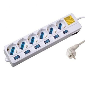 Förgreningslist 6 Tomas med Brytare Ewent EW3932 1,5 m 2500W Vit (1,5 m)