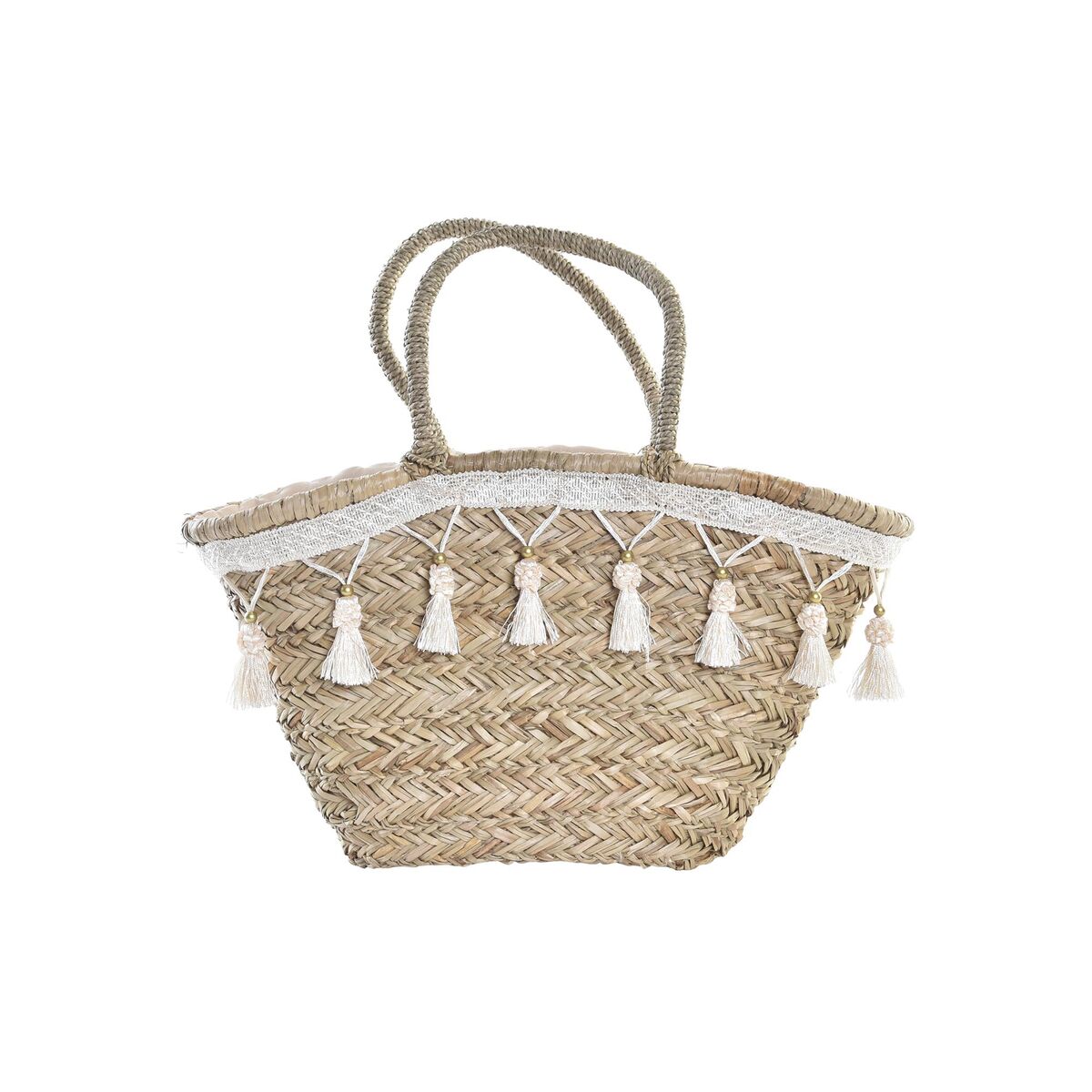 Väska DKD Home Decor Vit Multicolour Naturell Metall 59 x 16 x 30 cm