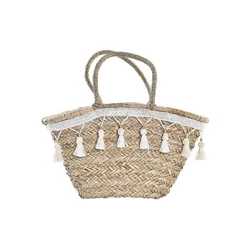 Väska DKD Home Decor Vit Multicolour Naturell Metall 59 x 16 x 30 cm