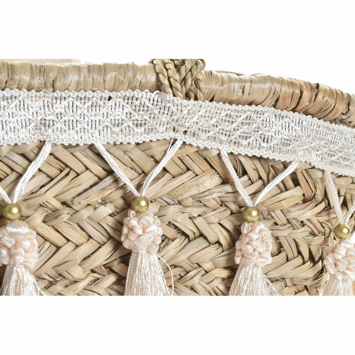 Väska DKD Home Decor Vit Multicolour Naturell Metall 59 x 16 x 30 cm - 8