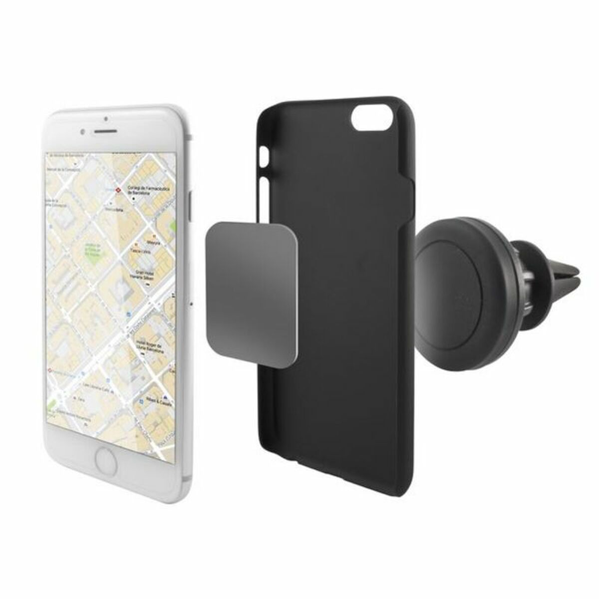 Magnetisk hållare för mobiler i bilar KSIX 360º Svart - 9