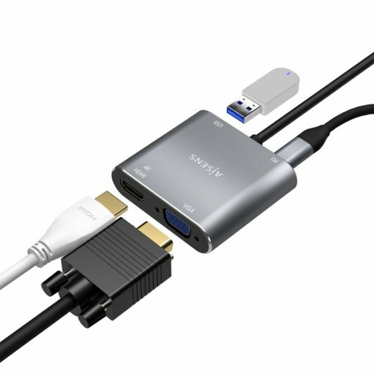 USB-C till VGA/HDMI Adapter Aisens A109-0626 - 4