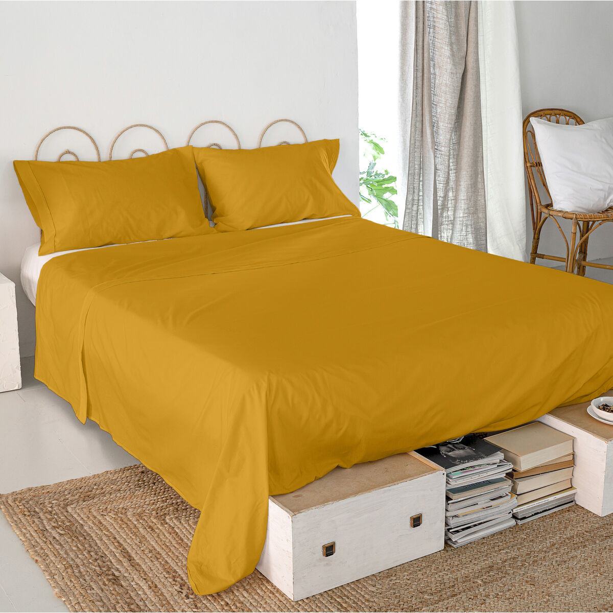 Överlakan HappyFriday Basic Senap 180 x 270 cm - 4