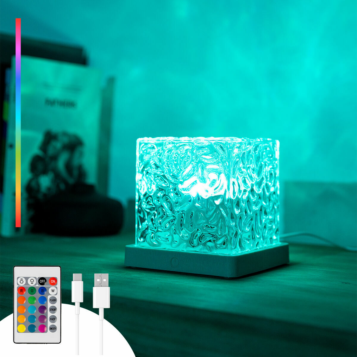 Uppladdningsbar LED-norrskensprojektor InnovaGoods RECHARGEABLE WATER RIPPLE LAMP (Renoverade A) - 2
