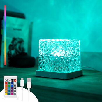 Uppladdningsbar LED-norrskensprojektor InnovaGoods RECHARGEABLE WATER RIPPLE LAMP (Renoverade A)